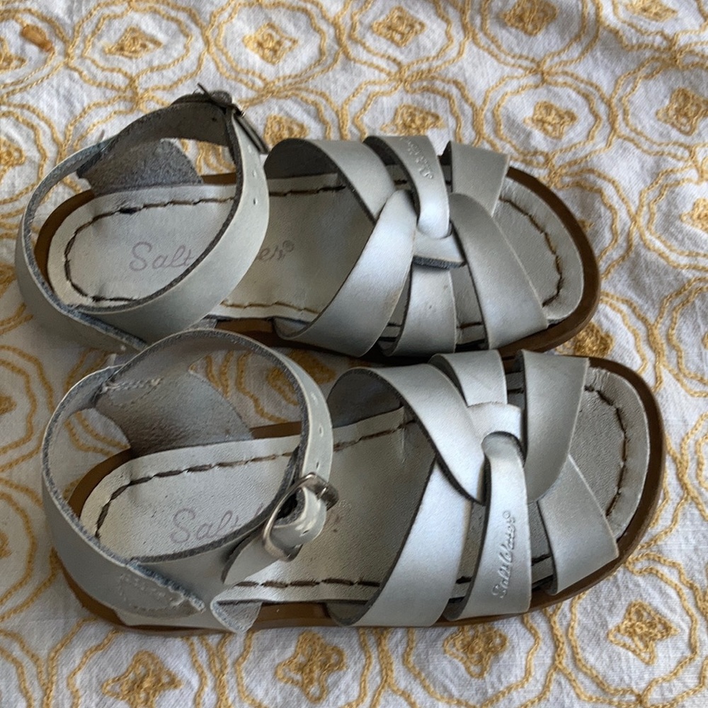 Girls Saltwater Sandals - matte silver